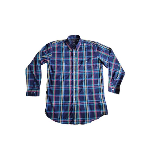 Vintage Williams Bay Mens Size Large Blue Red Green Plaid Button Up Shirt - Picture 1 of 6